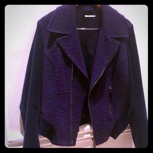 Purple Velvet Moto Jacket w/ Leopard Print! TAHARI